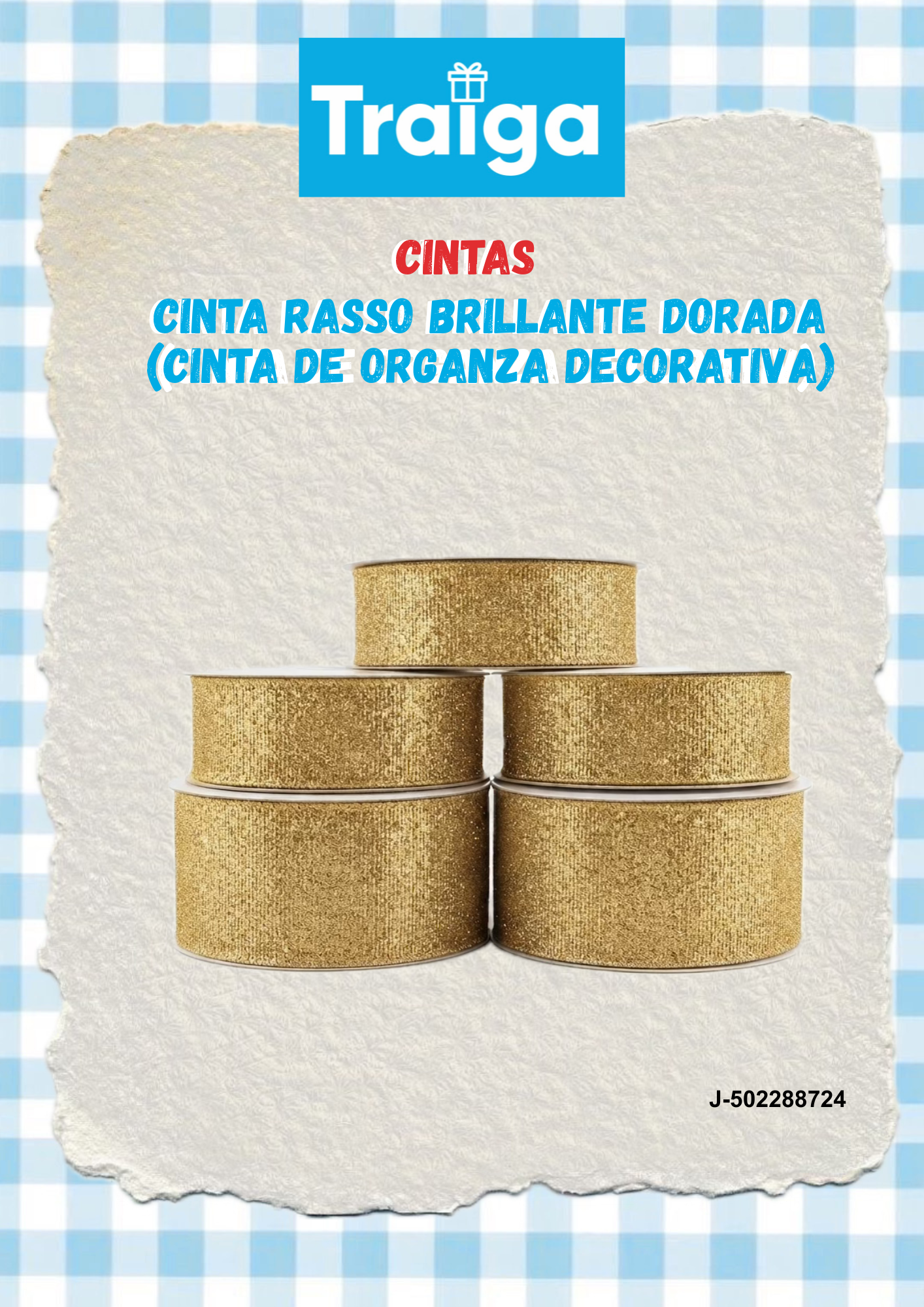 Cinta Rasso brillante 2,5 cm dorada cinta de organza decorativa