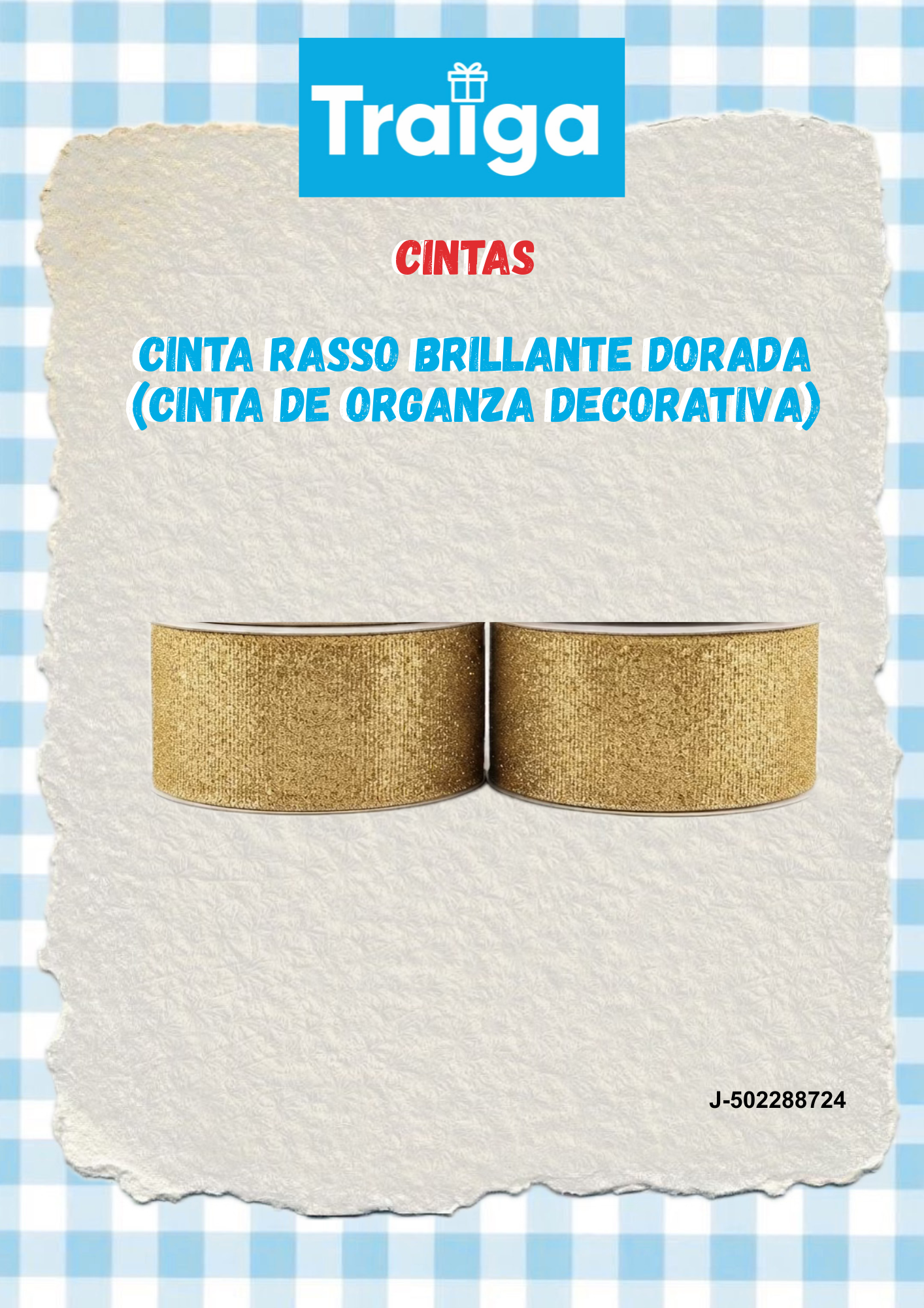 Cinta Rasso 4cm Dorada (cinta de organza decorativa)